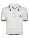 Casablanca Textured Cotton Polo Shirt With Contrast Collar In White