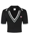 Casablanca Viscose V-neck Polo Shirt In Black