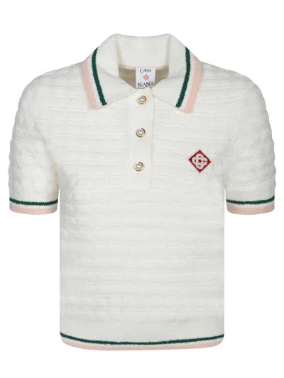 Casablanca White Cotton Polo Shirt In Neutral