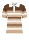 Casablanca Womens Brown Chicano Striped Knitted Polo Shirt