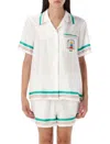 Casablanca Casa Way Short Sleeves Silk Shirt In White
