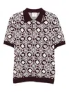 Casablanca Monogram Knit Short-sleeved Polo T-shirt In Black