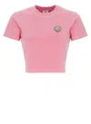 Casablanca Cropped Cotton T-shirt Embroidered Logo In Black