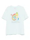 Casablanca Short-sleeved T-shirt In Light Blue Cotton With Graphic Print In Blue