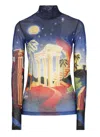 Casablanca Sheer Mesh Top Graphic Print In Multicolour