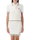 Casablanca Textured Cotton Polo Shirt With Contrast Collar In White