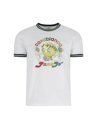 Casablanca Graphic Print Short Sleeve T-shirt In White