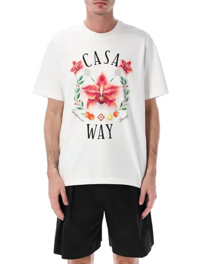 Casablanca Casa Way Orchid Organic Cotton T Shirt In White