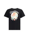 Casablanca Black Crewneck T-shirt With Logo On The Front In Black