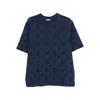 Casablanca Crew Neck T Shirt Embossed Pattern In Blue