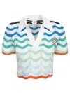 Casablanca Womens Gradient Wave Crochet Cotton-knit Top In Multicolor