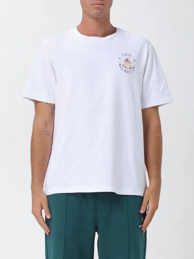 Casablanca Organic Cotton Crew Neck T-shirt With Logo Print In White