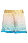 Casablanca Tailored Shorts With Contrasting Edge And Geometric Print In Diamond Monogram Degrade