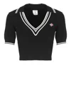 Casablanca Viscose V-neck Polo Shirt In Black