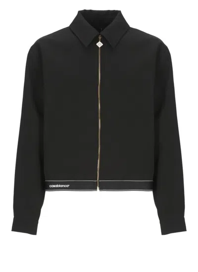 Casablanca Tailored Wool Jacket With Contrasting Logo In Black