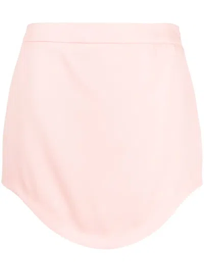 Casablanca Curved Hem Wool Miniskirt In Pink