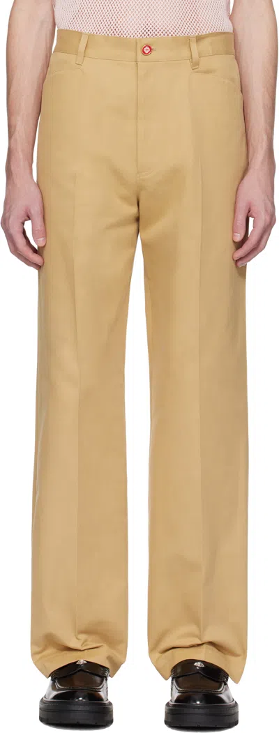 Casablanca Tan Cotton Chino Trousers In Nude