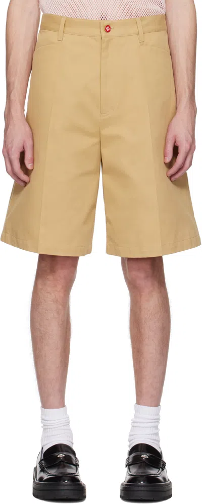 Casablanca Tan Cotton Pleated Shorts In Beige