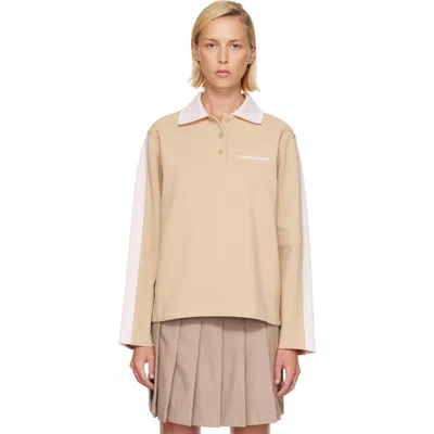 Casablanca Tan Punto Polo Collared Sweatshirt In Beige/pink
