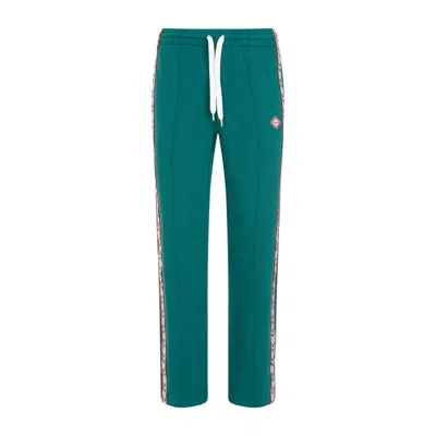 Casablanca Tapered Green Organic Cotton Joggers In Blue