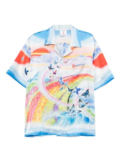 Casablanca Teacher Butterfly Landscape Shirt In Blue