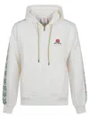 Casablanca Zip-up Hooded Sweatshirt With Patterned Accents In White