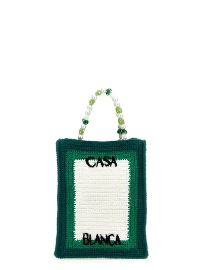 Casablanca Tennis Beaded Crochet Bag In Green