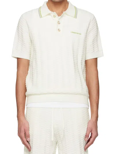 Casablanca Tennis Boucle Polo Shirt In White