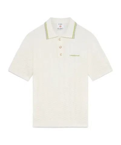 Casablanca Tennis Boucle Polo Shirt In White