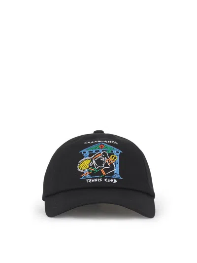 Casablanca Tennis Club Baseball Cap In Navy