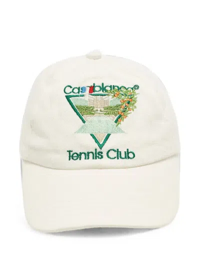 Pre-owned Casablanca Tennis Club Embroidered Cap In Neutral