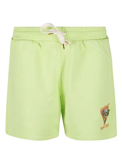 Casablanca Tennis Club Embroidered Drawstring Shorts In Green