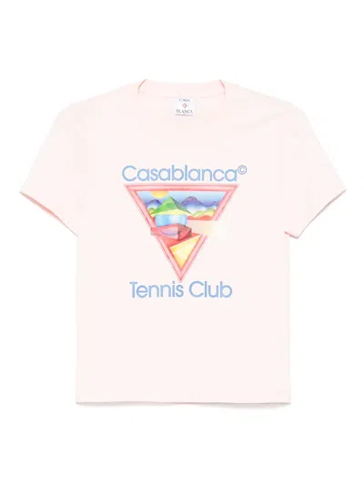 Casablanca Tennis Club T-shirt Mit Grafischem Print In Pink