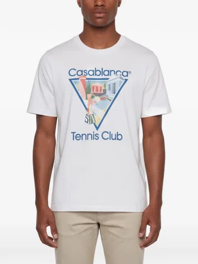 Pre-owned Casablanca Tennis Club Graphic-print T-shirt In White