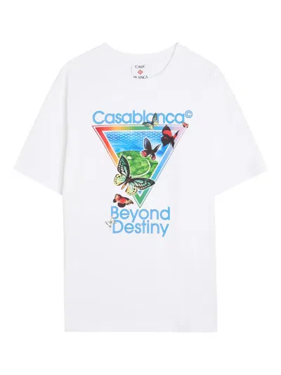 Casablanca Tennis Club Icon Beyond Destiny Printed Cotton T-shirt In White