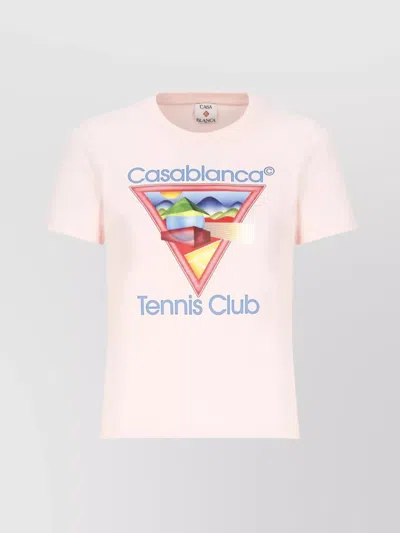 Casablanca Tennis Club Icon Graphic Print Crew Neck T-shirt In Pink