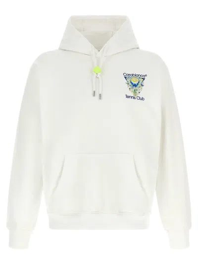 Casablanca Tennis Club Logo-print Hooded Cotton Sweatshirt In White