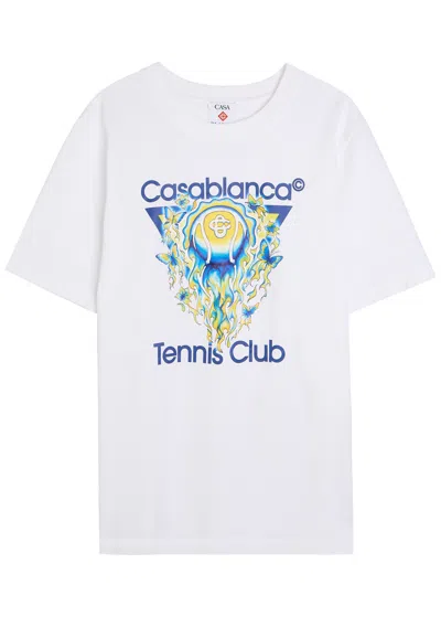 CASABLANCA CASABLANCA TENNIS CLUB ICON PRINTED COTTON T-SHIRT