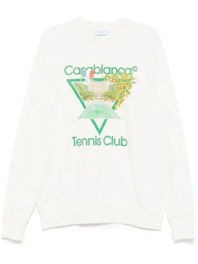 Casablanca Tennis Club Icon Printed Sweatshirt In Neutrals