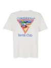 Casablanca Cotton Crew Neck T-shirt With Graphic Print In White