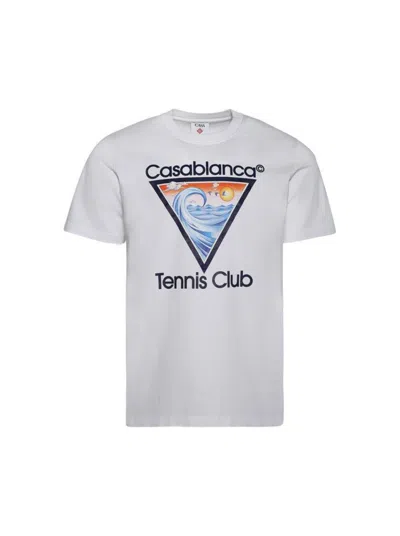 CASABLANCA CASABLANCA TENNIS CLUB ICON PRINTED TEE WHITE