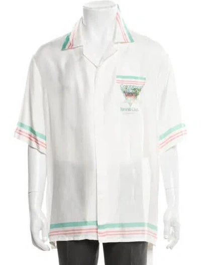 Pre-owned Casablanca Tennis Club Icon Silk Shirt In White