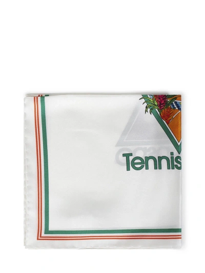 Casablanca Tennis Club Icon Small Scarf In White