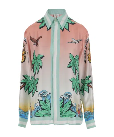 CASABLANCA CASABLANCA TENNIS CLUB LONG SLEEVED SATIN SHIRT
