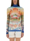 Casablanca Graphic Print High Neck Stretch Top