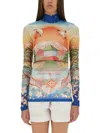 Casablanca Graphic Print High Neck Stretch Top