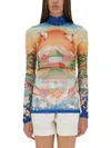Casablanca Graphic Print High Neck Stretch Top