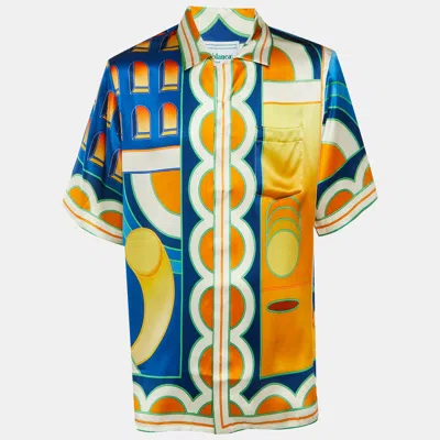 Pre-owned Casablanca Tennis Club Multicolor Printed Cuban Collar Short Sleeve Shirt M