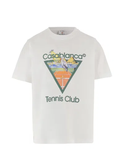 Casablanca Tennis Club Triangle Graphic Organic Cotton T-shirt In White