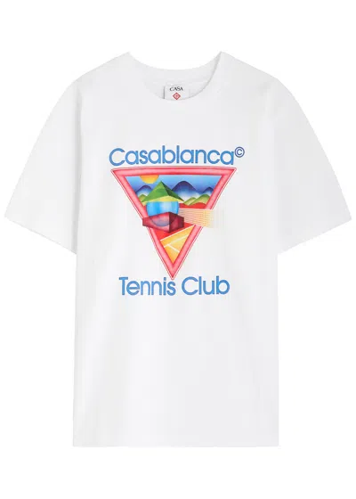 CASABLANCA CASABLANCA TENNIS CLUB PRINTED COTTON T-SHIRT